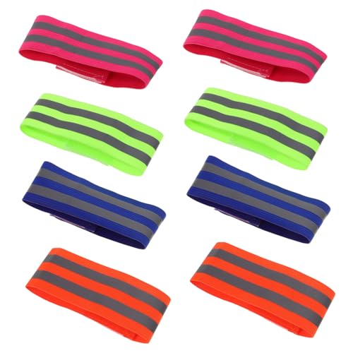 Abaodam 8Pcs Reflective Wristbands for Night Running Cycling Adjustable High Visibility Safety Gear for Outdoor Activities Straps for Men Women