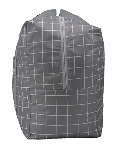 Carry-On Collapsible luggage bags for Women - Lightweight, Waterproof, and Cute large duffle bag for travel with durable design (35L, Grey grid)3
