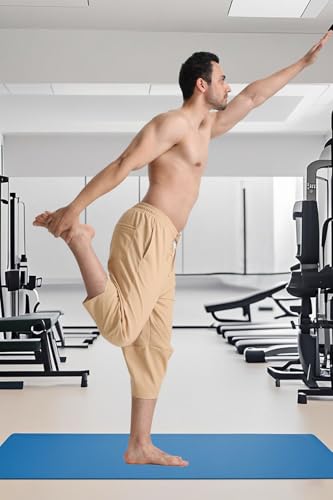 Men's Linen Capri Pants Beach Yoga Baggy 3/4 Shorts Lightweight Drawstring Elastic Waist with Pockets3