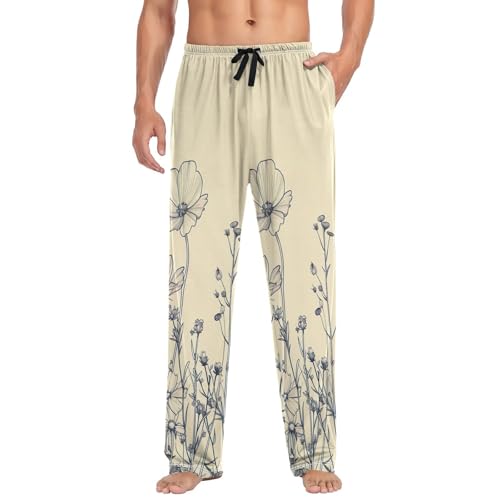 Men's Pajama Pants Herbs and Wildflowers Sleep Pajama Lounge Pant with Pockets, Elastic Waistband3