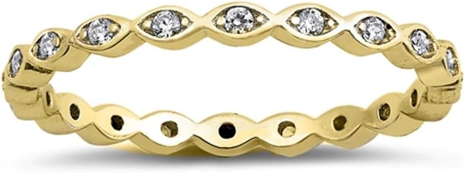 CHOOSE YOUR COLOR Sterling Silver Eternity Wave Ring