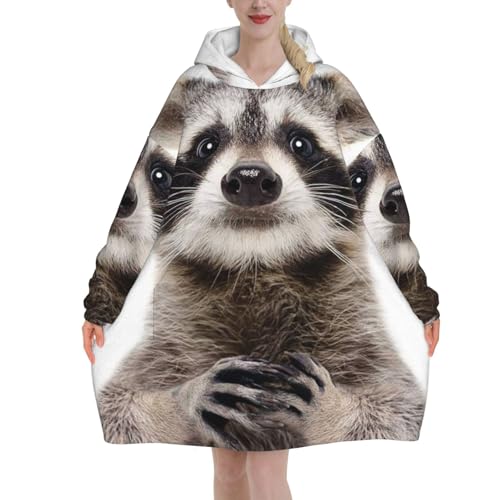 Sweat à capuche couverture en flanelle supérieure raton laveur