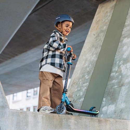 Cariboo Fahrradhelm Kinder Kinderhelm XS/S 48-52 cm Robust Mit LED-Licht Für Fahrrad Skateboard Inlineskates Scooter Dunkelblau/Braun