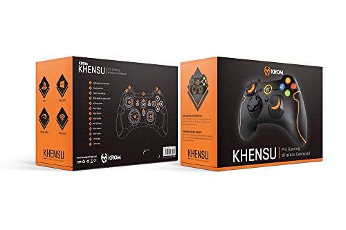 Krom KHENSU -NXKROMKHNS- Gamepad, Alámbrico/Inalámbrico, Distancia hasta 10m, bateria Litio Recargable, USB, Modo Turbo, Compatible Windows, PS3, Color Negro