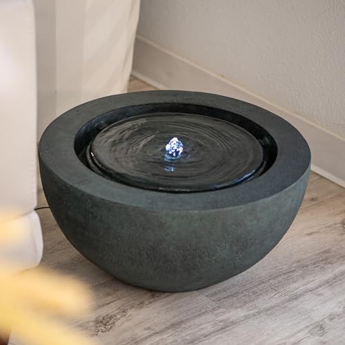 Xbrand AMS3542-2 19.8 Inch W Round Polyresin Indoor/Outdoor Sphere Water Fountain W/Led Light thumb #2