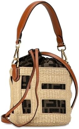 FENDI Step Out Bucket Bag, Mini Canvas and Leather, Woven Pattern...