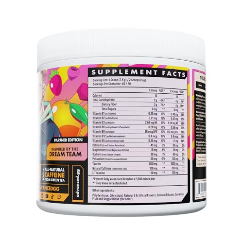 Image of Advanced Energy - Energy Boosting Formula with Electrolytes for Hydration - L-Theanine to Combat Jitters - Sugar Free & Keto Friendly with No Artificial Colors - (40 Servings) (Dream Team Punch)