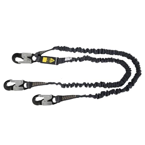 Safewaze 023-2103 - Arc Flash 6' Energy Absorbing Lanyard: Aramid, Dual Leg, Alu Snap