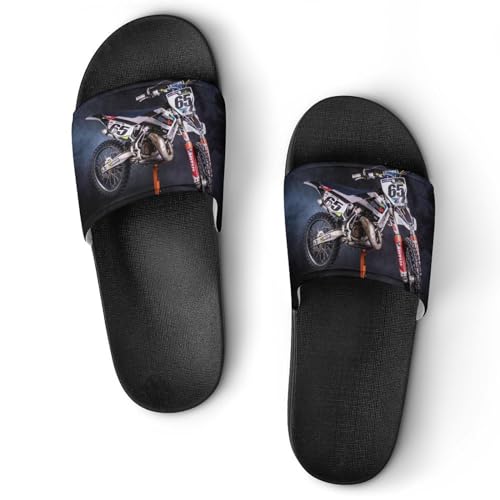 Claquettes femme moto de course : sandales de bain antidérapantes et chaussons de maison confort