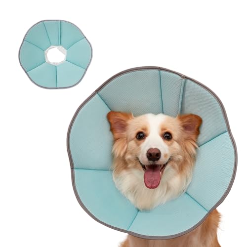 Image of MAXFUT Dog Cone Collar,Soft Cone for Dogs to Stop Licking After Surgery,Non Inflatable Dog Donut Cone (Light Blue, XL)