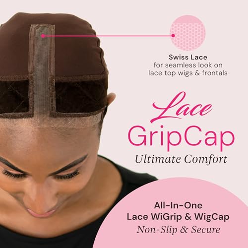 MILANO COLLECTION Lace Wig Grip Cap for Women, Adjustable Wig Caps for Women Non Slip with Headband to Secure Lace Top Perfectly in Place, One Size Fits All, One Size Fits All, Chocolate Brown - Thumbnail 2