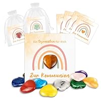 12 Glückssteine Kommunion Geschenke für Mädchen Junge, Kleine Geschenk Zur Erstkommunion, Glücksbringer Kleinigkeit Edelsteine Kommunionsgeschenk Gastgeschenke, Kommunion Deko, Herz Steine Mitgebsel