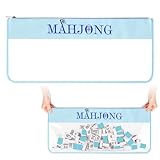 ALANGDUO 麻雀タイルバッグ 空の麻雀バッグ タイルやラック用 大容量収納 アメリカの麻雀タイル用 メタルジッパーと文字付き (ブルー)
