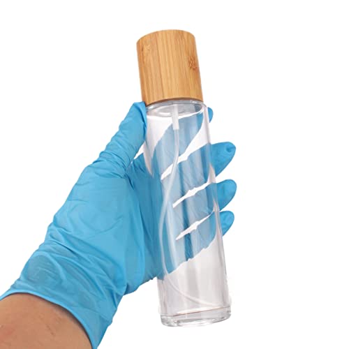 COSIDEA 4 pcs Empty 5oz /150ml bamboo lid clear glass spray bottle with fine mist despenser head for liquid perfume toiletries containers, toner bottles4