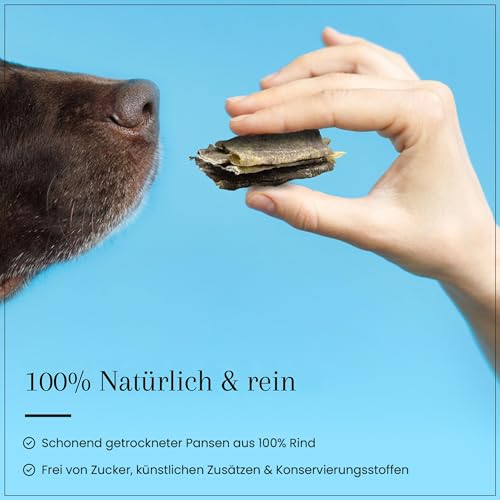 Dog Time Tiernahrung Pansen 1000g getrocknet I Gesunder Kausnack aus 100% Rind für Hunde I Hundeleckerli mit vielen wertvollen Vitaminen & ohne Zucker