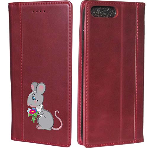 Klassek Mouse with Flowers Iphone Ip 8plus case wallet card holder Magnetic Cow Leather Case