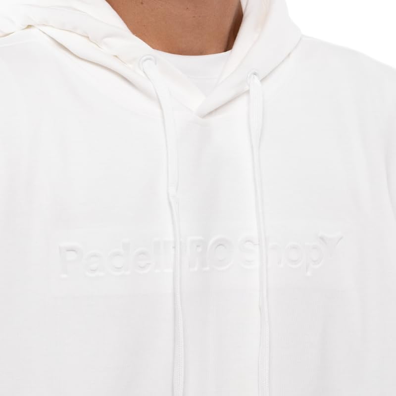 Padel Pro Shop Sudadera de Algodón Orgánico Blanco con Relieve 2025, Capucha y Bolsillo