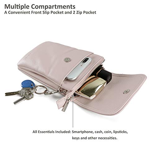 Image of befen Genuine Leather Small Crossbody Bags for Women Cell Phone Bag Cross Body Purses,Silver Zipper