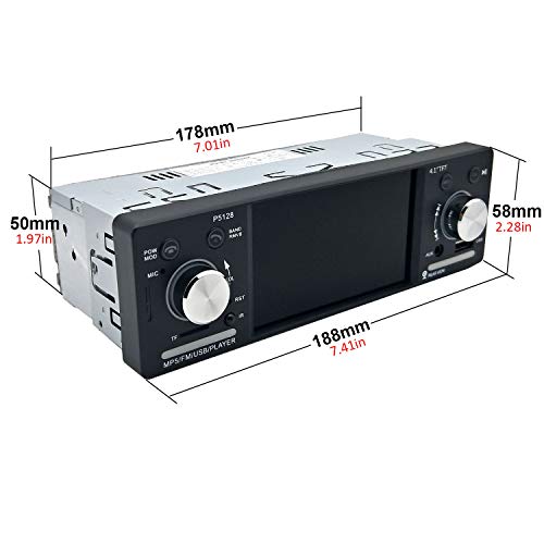 CACA Single Din Car Stereo Receiver with Bluetooth FM Radio in-Dash/4.1inch HD Digital Screen/MP3/MP4/MP5 Video Player with Rear View Camera and Wireless Remote Control