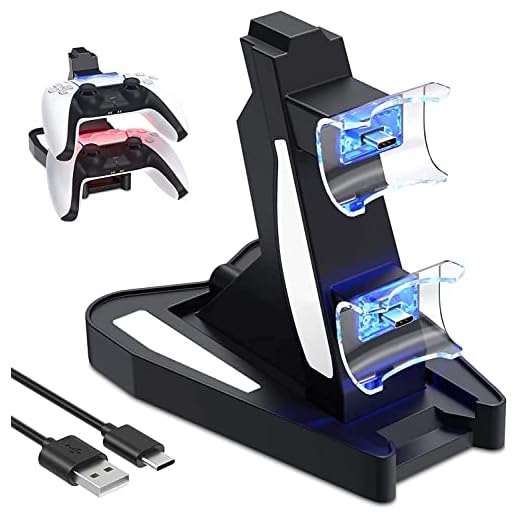 Carregador para PS5 DualSense Wireless Controller, TwiHill Charging Station com Dual USB C Portas e LED indicador, carregador de base para Sony PS5 Dualsense (Branco)