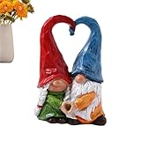 Artisanat sophistiqué : célébrez l'affection avec nos adorables figurines de nains de couple. Avec des détails complexes dans des couleurs peintes à la main et des chapeaux et des mains en forme de cœur, ce charmant duo est un parfait affichage d'amour et de camaraderie.