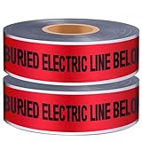 Copkim 2 Roll 3 Inch x 1000 Feet Detectable Safety Tape Buried Gas Line Electrical Caution Safety Warning Tape for Underground Buried Electric Wire Gas Line, Black Print (Red)