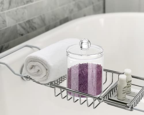 Dapower 2 Pack Qtip Holder Storage Canister For Cotton Ball, Cotton Swab, Pads, Floss; 10-Ounce Clear Plastic Apothecary Jar With Lid, Bathroom Makeup Organizer (2) #TOP4