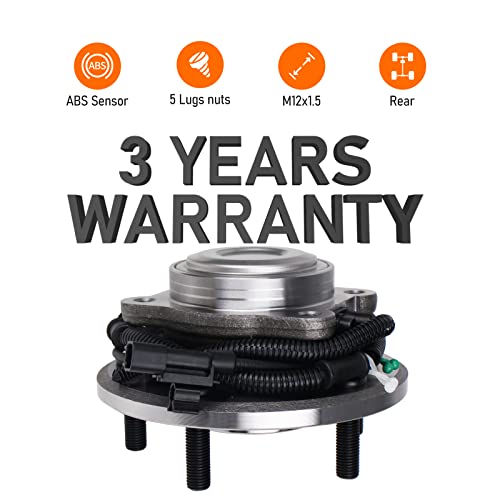 Parod 512360 Rear Wheel Hub And Bearing Assembly Compatible With 2008-2012 Dodge Grand Caravan, 2008-2012 Chrysler Town & Country, 2009-2012 Vw Routan 5Lugs W/Abs #TOP6