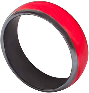 Waterproof Ceramic NFC Forum 215 Chip Universal for Mobile Phone, All-Round Sensing Technology Wearable Smart Ring, Ring for Men or Women Black Red-17mm