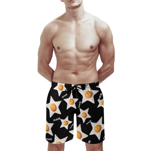 Im An Egg Fried Egg Men's Swim Trunks Quick Dry Board Shorts Hawaiian Beach Shorts With Pocket3