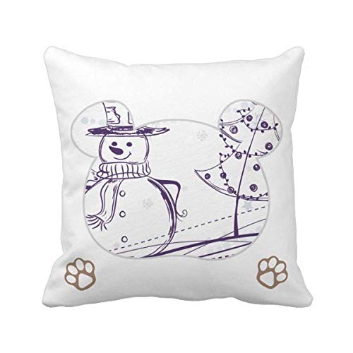 Housse de coussin bonhomme de neige et flocon 45x45 cm