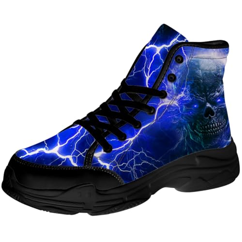 Skull Shoes for Men Lace-Up Canvas High Top Sneakers Gifts for Him Her3