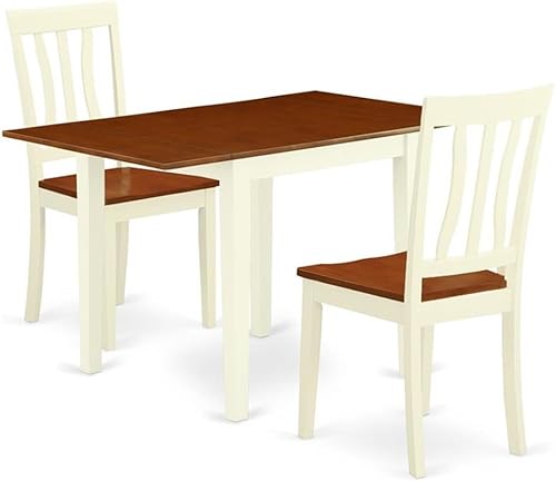 Miniatura 5 de East West Furniture NDAN3-OAK-LC - Juego de mesa de comedor de 3 piezas para espacios pequeños que contiene una mesa de comedor rectangular con