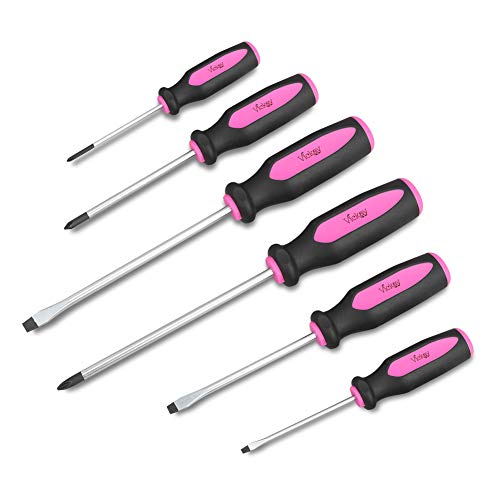 Magnetic Screwdrivers Set,6 Pieces Slotted and Phillips Screwdriver with Permanent Magnetic Tips, Ergonomic Comfortable