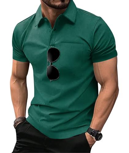 Image of SCODI 5 Pack Mens Pocket Polo Shirts Short Sleeve Golf Casual Work T-Shirt