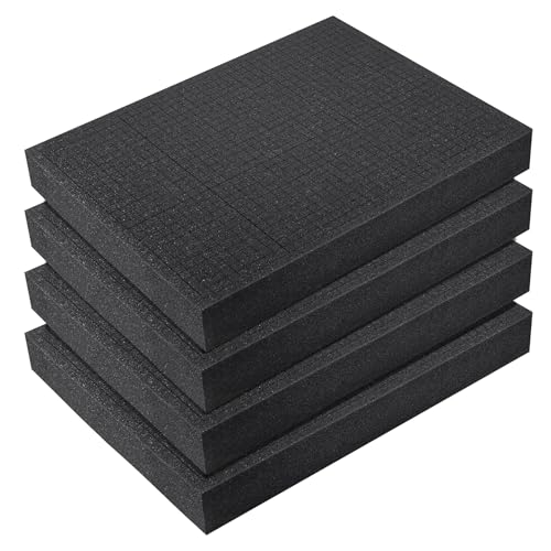4er Set Rasterschaumstoff,Würfelschaum Vorgeschnittenen Polyurethan-Schaum für Werkzeugkoffer Kamerakoffer Koffereinlage Schaumstoff(40x30x5 cm)