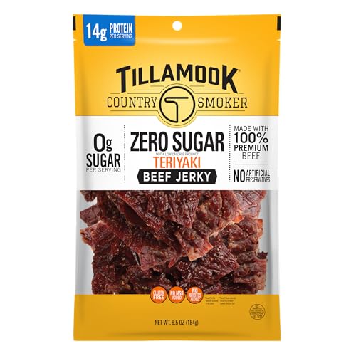 Tillamook Country Smoker Keto Friendly Zero Sugar Beef Jerky, Teriyaki,