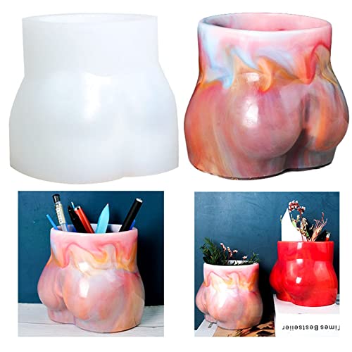 3D Body Concrete Flower Pot Vase Molds Succulent Planter Silicone Molds Pen Brush Holder Mold Storage Box Mold Epoxy Resin Cement Clay Mould #TOP2