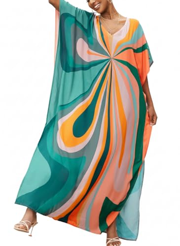 Image of Kaftan Dresses for Women Plus Size Summer Beach Dress with Print and Swim Cover Ups