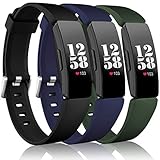 Wepro Replacement Bands Compatible with Fitbit Inspire HR/Inspire/Inspire 2/Ace 2 for Women Men, Wristband Sports Strap Band for Fitbit Ace 2 & Inspire Fitness Tracker, Large,Black, Navy Blue, Olive