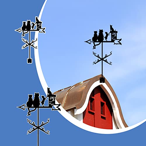 Weather Vane Metal Wind Spinners For Yard And Garden Cute Cats Weather Vane Decoration Roof Weather Vane Garden Courtyard Decoration Weathervane (Black) #TOP1