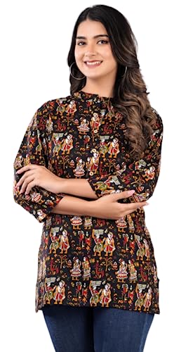 Image of Jikonet Women's Printed Rayon Straight Short Kurti