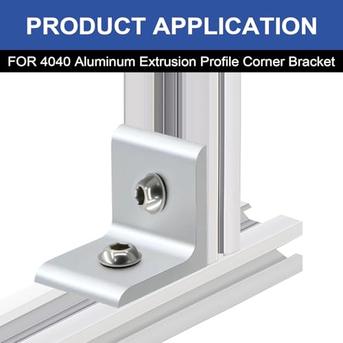 Image of 24 Pack 4040 Corner Bracket Connector 40 Series Aluminum Extrusion Profile Accessories Hardware, 90 Degree Angle Bracket for 40x40 Extruded Aluminum Silver