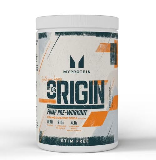 Myprotein Pump Pre Workout, Stim-Free - Orange Mango Soda Flavour, 600g (30 Servings), Zero Caffeine, 8g Citrulline Malate, 4g Arginine, 3.5g Beta Alanine | Vegan & Vegetarian Friendly