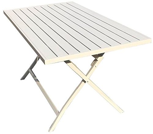 Amicasa. Tavolo da Giardino Pieghevole Alluminio 130x77 Bianco Lerici