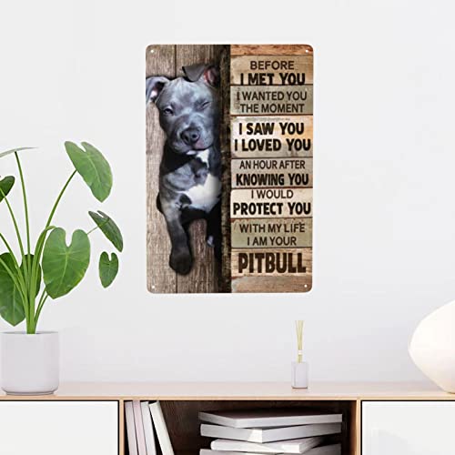 Metal Tin Sign Wall Decor Wall Art Decor Pitbull Metal Sign For Cafe Bar Restaurant Supermarket Shop Best Gifts Idea 8 X 12 Inches #TOP5