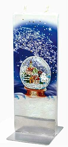 Flatyz Handmade Twin Wick Unscented Thin Flat Candle - Snow Globe