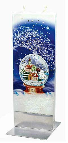 Flatyz Handmade Twin Wick Unscented Thin Flat Candle - Snow Globe