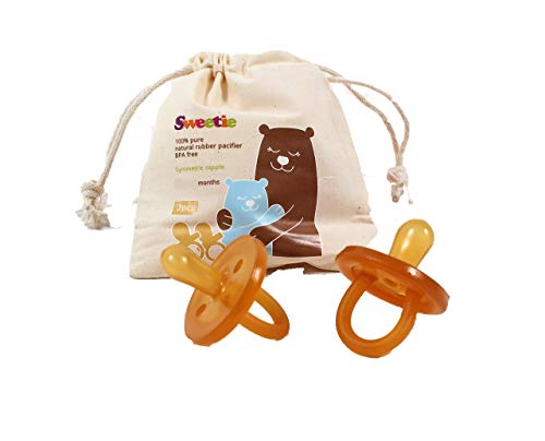 Image of Sweetie Rubber Pacifier Natural Rubber Natural Rubber Pacifier with Symmetrical Nipple 2 Count (6-12 Month/Medium)