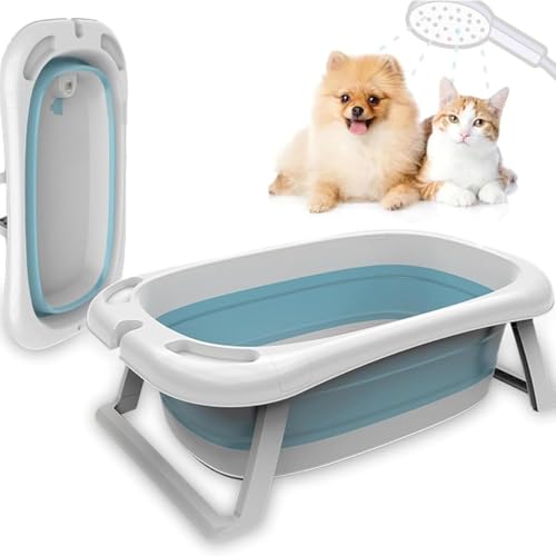 Conutooペット お風呂 バスタブ 犬 風呂 折り畳み 犬浴槽 温度計付き 折りたたみ たらい 猫 犬のバスタブ 洗い桶 水抜栓付 ソフトタブ コンパクト 持ち運び 内外に適用 多機能 犬バスグッズ ソフトバケツ 漬け置き洗い 浸漬および入浴用のソフト